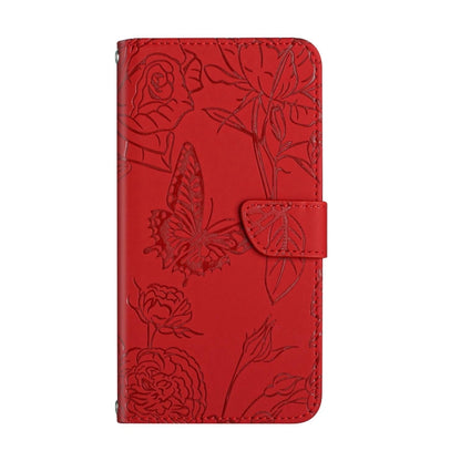 For OnePlus 12R 5G Global Skin Feel Butterfly Peony Embossed Leather Phone Case(Red) - OnePlus Cases by PMC Jewellery | Online Shopping South Africa | PMC Jewellery | Buy Now Pay Later Mobicred