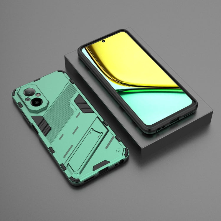 For Realme C67 4G Global Punk Armor 2 in 1 PC + TPU Phone Case with Holder(Green) - Realme Cases by PMC TechLife | Online Shopping South Africa | PMC TechLife | Buy Now Pay Later Mobicred
