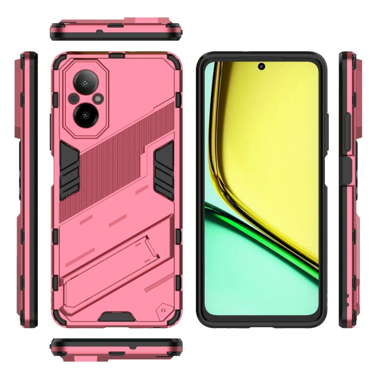 For Realme C67 4G Global Punk Armor 2 in 1 PC + TPU Phone Case with Holder(Light Red) - Realme Cases by PMC Jewellery | Online Shopping South Africa | PMC Jewellery | Buy Now Pay Later Mobicred