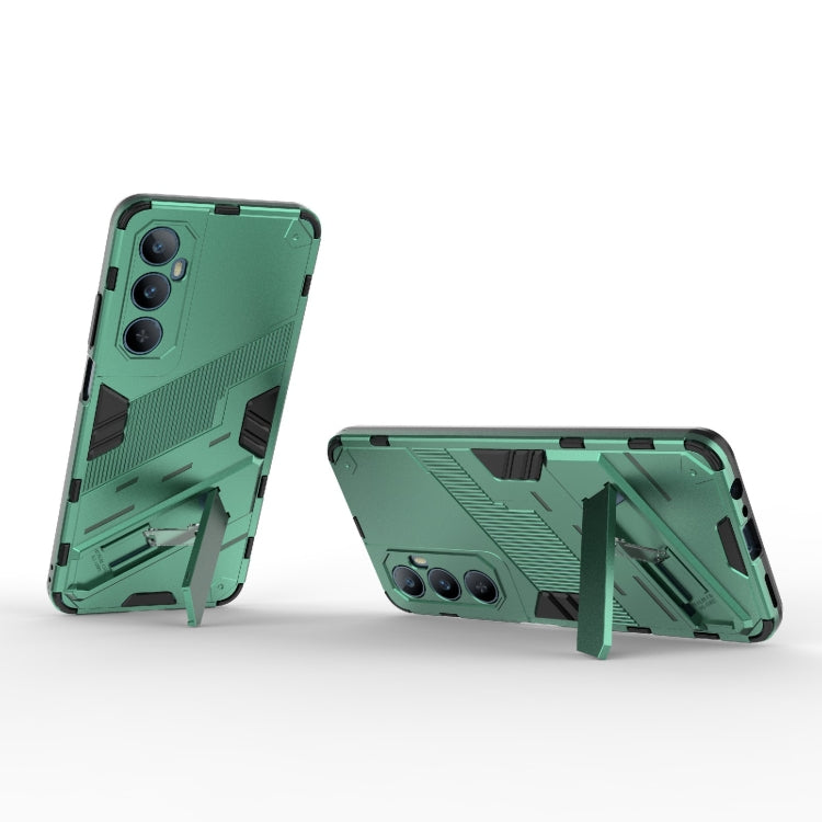 For Realme C65 4G Global Punk Armor 2 in 1 PC + TPU Phone Case with Holder(Green) - Realme Cases by PMC Jewellery | Online Shopping South Africa | PMC Jewellery | Buy Now Pay Later Mobicred