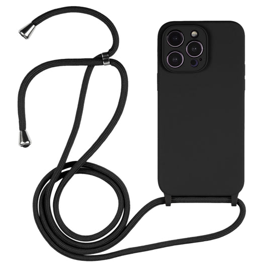 For iPhone 15 Pro Crossbody Lanyard Liquid Silicone Case(Black) - iPhone 15 Pro Cases by PMC Jewellery | Online Shopping South Africa | PMC Jewellery