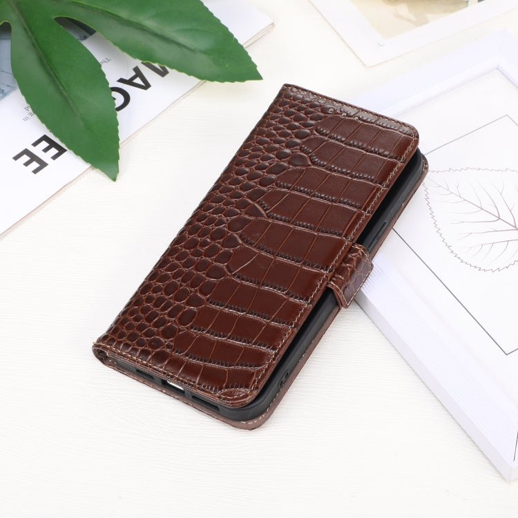 For OnePlus Ace 3 / 12R Crocodile Top Layer Cowhide Leather Phone Case(Brown) - OnePlus Cases by PMC TechLife | Online Shopping South Africa | PMC TechLife | Buy Now Pay Later Mobicred