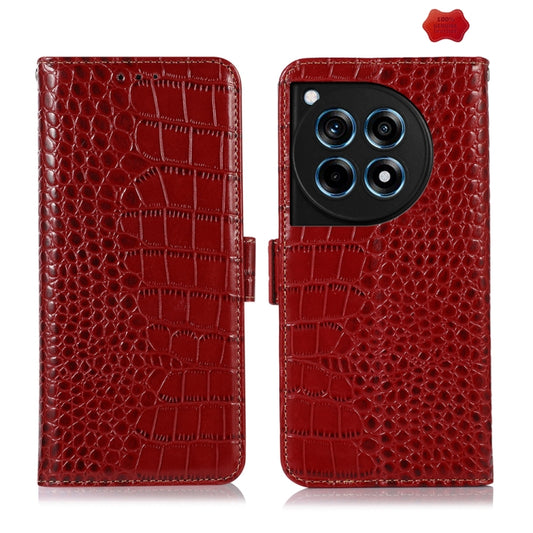 For OnePlus Ace 3 / 12R Crocodile Top Layer Cowhide Leather Phone Case(Red) - OnePlus Cases by PMC Jewellery | Online Shopping South Africa | PMC Jewellery | Buy Now Pay Later Mobicred