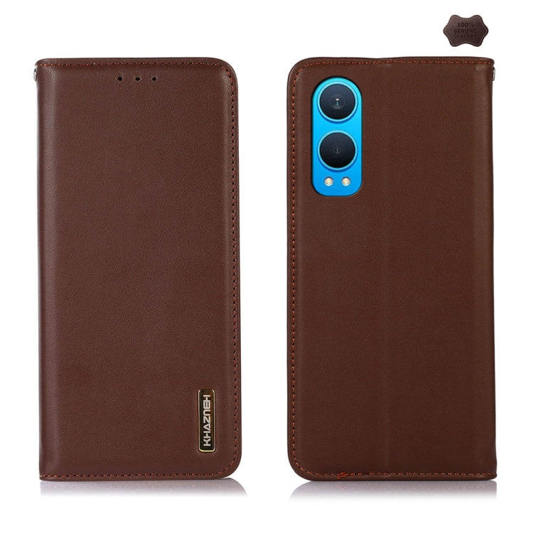 For OnePlus Nord CE4 Lite KHAZNEH Nappa Top Layer Cowhide Leather Phone Case(Brown) - OnePlus Cases by PMC TechLife | Online Shopping South Africa | PMC TechLife | Buy Now Pay Later Mobicred