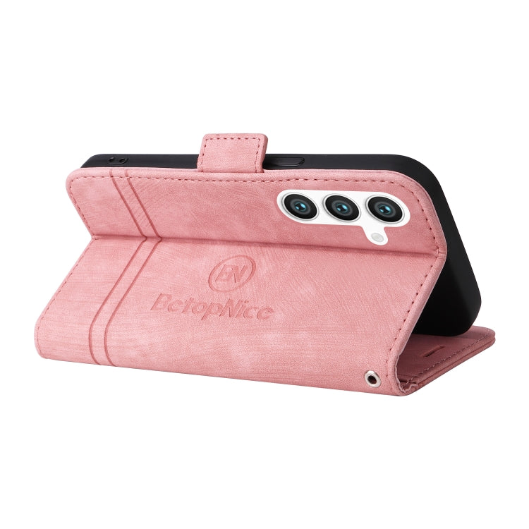 For Samsung Galaxy S24 BETOPNICE Dual-side Buckle Leather Phone Case(Pink) - Galaxy Phone Cases by BETOPNICE | Online Shopping South Africa | PMC Jewellery | Buy Now Pay Later Mobicred