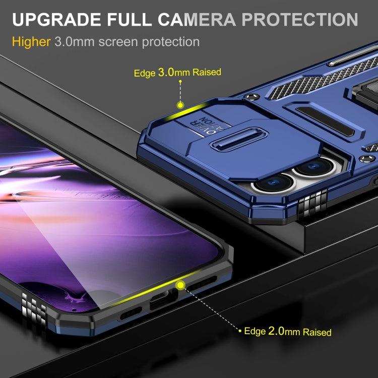 For iPhone 16 Armor PC + TPU Camera Shield Phone Case(Navy Blue) - iPhone 16 Cases by PMC TechLife | Online Shopping South Africa | PMC TechLife | Buy Now Pay Later Mobicred