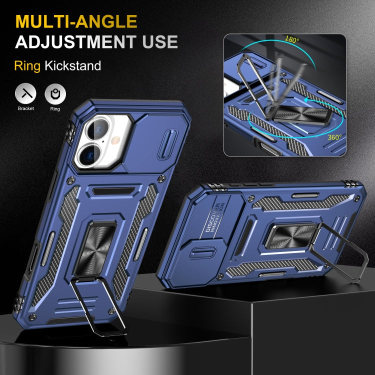 For iPhone 16 Armor PC + TPU Camera Shield Phone Case(Navy Blue) - iPhone 16 Cases by PMC TechLife | Online Shopping South Africa | PMC TechLife | Buy Now Pay Later Mobicred