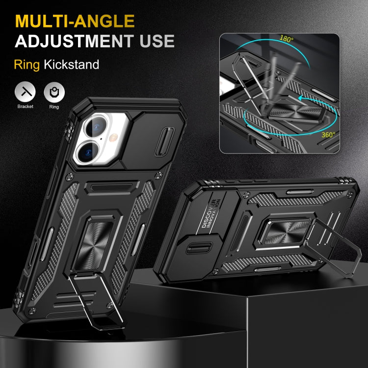 For iPhone 16 Armor PC + TPU Camera Shield Phone Case(Black) - iPhone 16 Cases by PMC TechLife | Online Shopping South Africa | PMC TechLife | Buy Now Pay Later Mobicred