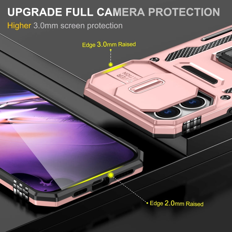 For iPhone 16 Armor PC + TPU Camera Shield Phone Case(Rose Gold) - iPhone 16 Cases by PMC TechLife | Online Shopping South Africa | PMC TechLife | Buy Now Pay Later Mobicred