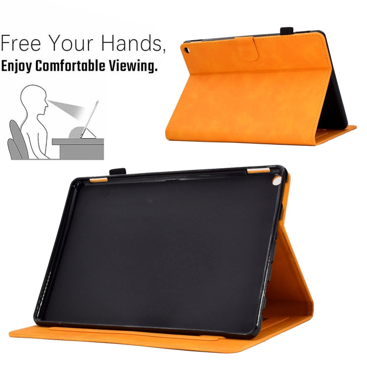 For Amazon Fire Max 11 2023 Embossed Tower Flip Smart Leather Tablet Case(Khaki) - Amazon by PMC TechLife | Online Shopping South Africa | PMC TechLife | Buy Now Pay Later Mobicred