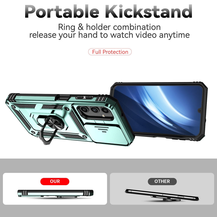 For Samsung Galaxy A24 Sliding Camshield Holder Phone Case(Dark Green) - Galaxy Phone Cases by PMC TechLife | Online Shopping South Africa | PMC TechLife