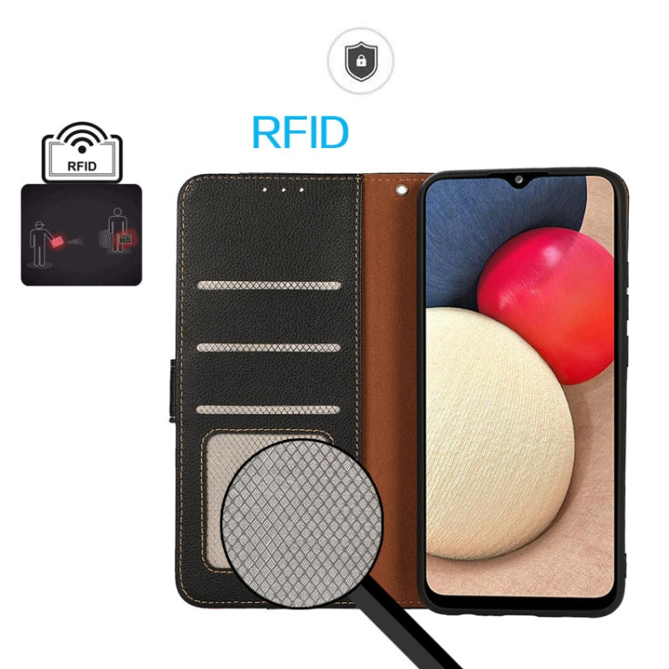 For iPhone 16 Plus KHAZNEH Litchi Texture Leather RFID Phone Case(Black) - iPhone 16 Plus Cases by PMC TechLife | Online Shopping South Africa | PMC TechLife | Buy Now Pay Later Mobicred