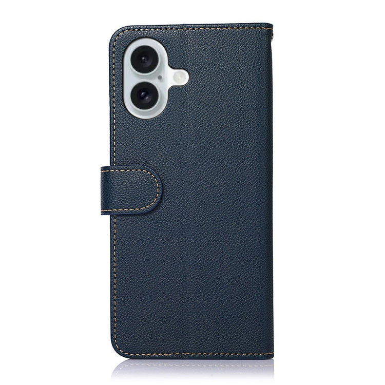 For iPhone 16 KHAZNEH Litchi Texture Leather RFID Phone Case(Blue) - iPhone 16 Cases by PMC Jewellery | Online Shopping South Africa | PMC Jewellery | Buy Now Pay Later Mobicred