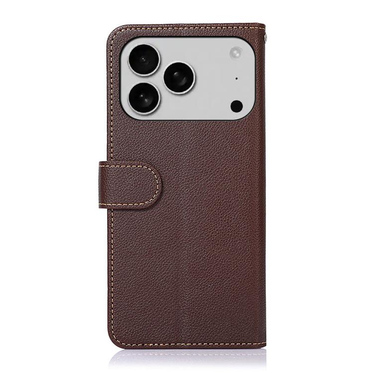 For iPhone 17 Pro KHAZNEH Litchi Texture Leather RFID Phone Case(Brown) - free shipping - PMc TechLife - Order now!