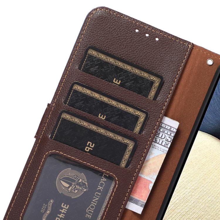 For iPhone 17 Pro KHAZNEH Litchi Texture Leather RFID Phone Case(Brown) - free shipping - PMc TechLife - Order now!