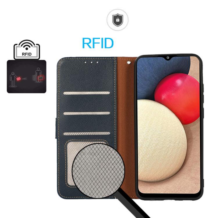 For iPhone 17 Pro Max KHAZNEH Litchi Texture Leather RFID Phone Case(Blue) - free shipping - PMc TechLife - Order now!