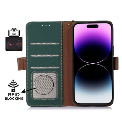 For iPhone 16 Pro Max Genuine Leather Magnetic RFID Leather Phone Case(Green) - iPhone 16 Pro Max Cases by PMC Jewellery | Online Shopping South Africa | PMC Jewellery | Buy Now Pay Later Mobicred