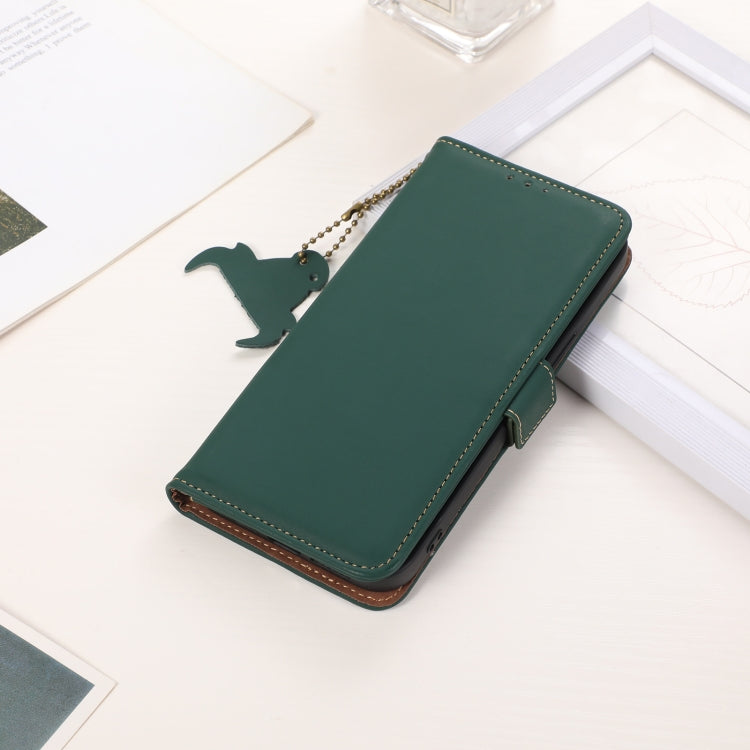 For iPhone 16 Pro Genuine Leather Magnetic RFID Leather Phone Case(Green) - iPhone 16 Pro Cases by PMC TechLife | Online Shopping South Africa | PMC TechLife | Buy Now Pay Later Mobicred