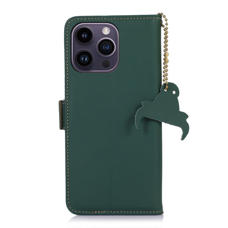 For iPhone 16 Pro Genuine Leather Magnetic RFID Leather Phone Case(Green) - iPhone 16 Pro Cases by PMC TechLife | Online Shopping South Africa | PMC TechLife | Buy Now Pay Later Mobicred