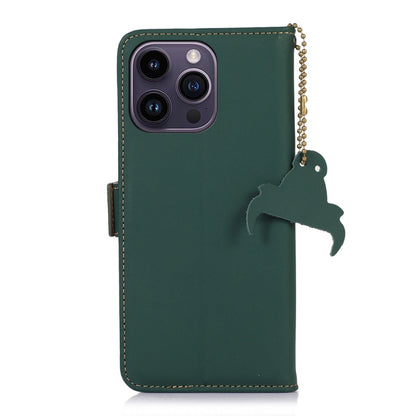 For iPhone 16 Pro Genuine Leather Magnetic RFID Leather Phone Case(Green) - iPhone 16 Pro Cases by PMC Jewellery | Online Shopping South Africa | PMC Jewellery | Buy Now Pay Later Mobicred