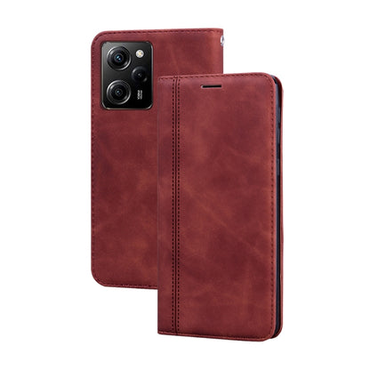 For Xiaomi Redmi Note 12 5G Global/Poco X5 Frosted Business Magnetic Horizontal Flip PU Phone Case(Brown) - Xiaomi Cases by PMC Jewellery | Online Shopping South Africa | PMC Jewellery | Buy Now Pay Later Mobicred