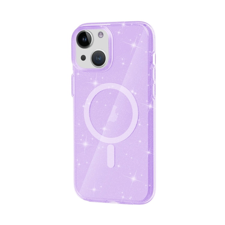 For iPhone 15 Plus Terminator Style Glitter Powder MagSafe Magnetic Phone Case(Purple) - iPhone 15 Plus Cases by PMC TechLife | Online Shopping South Africa | PMC TechLife