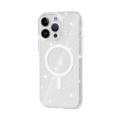 For iPhone 15 Pro Max Terminator Style Glitter Powder MagSafe Magnetic Phone Case(White) - iPhone 15 Pro Max Cases by PMC Jewellery | Online Shopping South Africa | PMC Jewellery