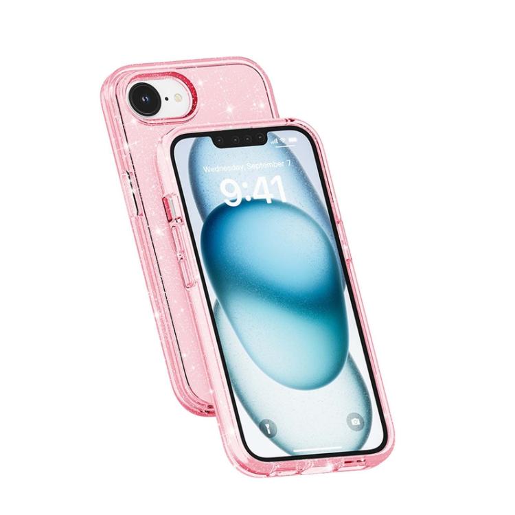 For iPhone 16e Terminator Style Glitter Powder MagSafe Magnetic Phone Case(Pink) - iPhone 16e Cases by PMC TechLife | Online Shopping South Africa | PMC TechLife | Buy Now Pay Later Mobicred