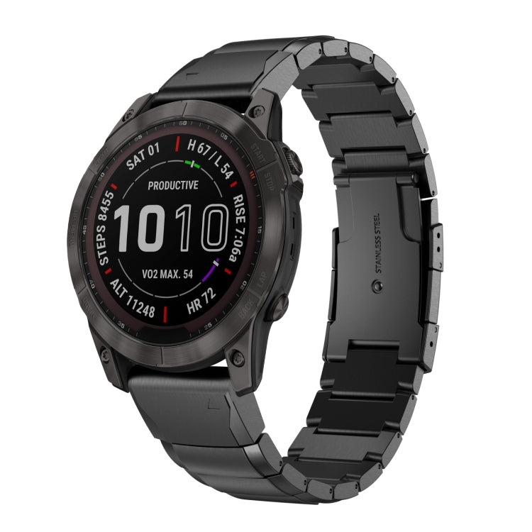For Garmin Instinct 2X Solar Tortoise Shell Stainless Steel Watch Band(Black) - Watch Bands by PMC TechLife | Online Shopping South Africa | PMC TechLife