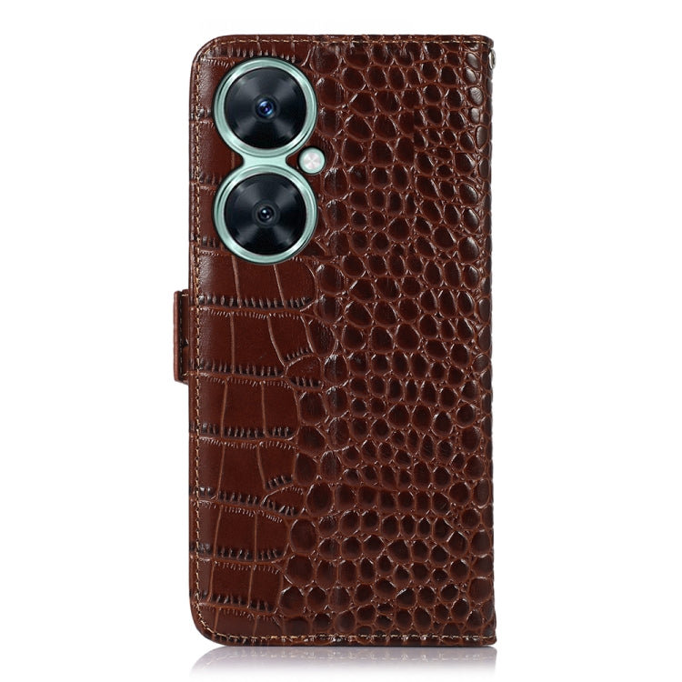 For Huawei Nova 11i / Enjoy 60 Pro /  Crocodile Top Layer Cowhide Leather Phone Case(Brown) - Huawei Cases by PMC TechLife | Online Shopping South Africa | PMC TechLife | Buy Now Pay Later Mobicred