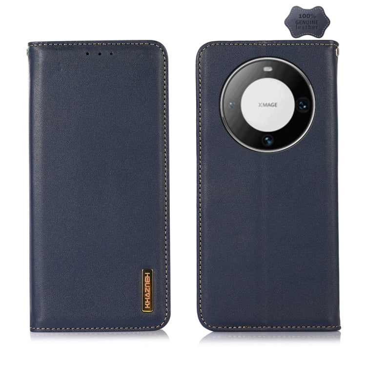 For Huawei Mate 60 Pro KHAZNEH Nappa Top Layer Cowhide Leather Phone Case(Blue) - Huawei Cases by PMC TechLife | Online Shopping South Africa | PMC TechLife | Buy Now Pay Later Mobicred