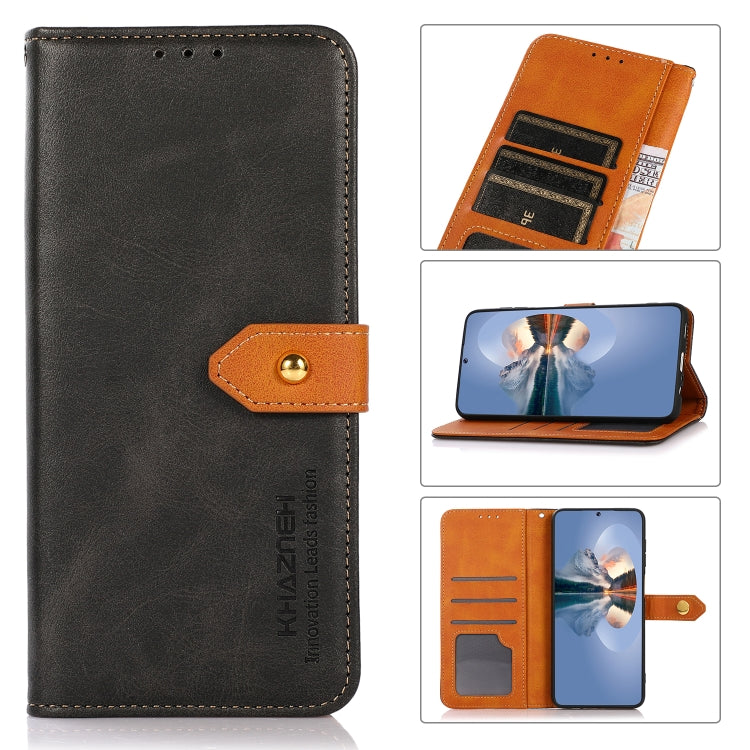 For Honor 90 KHAZNEH Dual-color Cowhide Texture Flip Leather Phone Case(Black) - Honor Cases by PMC TechLife | Online Shopping South Africa | PMC TechLife | Buy Now Pay Later Mobicred