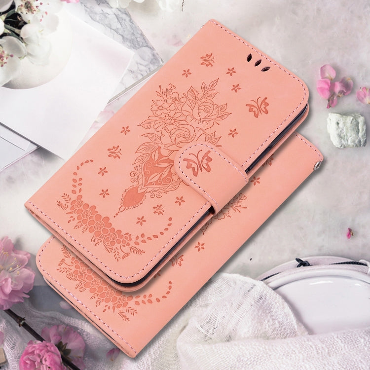 For OPPO Reno11 F Global Butterfly Rose Embossed Leather Phone Case(Pink) - Reno11 F Cases by PMC Jewellery | Online Shopping South Africa | PMC Jewellery | Buy Now Pay Later Mobicred