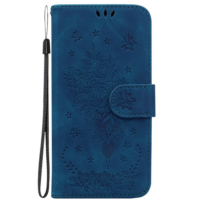 For OPPO Reno11 Pro 5G Global Butterfly Rose Embossed Leather Phone Case(Blue) - Reno11 Pro Cases by PMC Jewellery | Online Shopping South Africa | PMC Jewellery | Buy Now Pay Later Mobicred