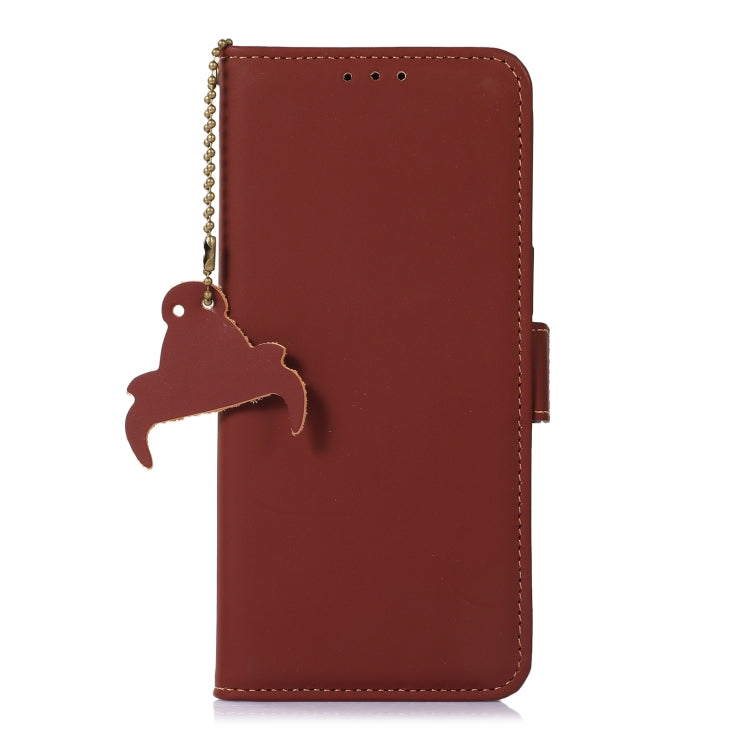 For Honor X8b Genuine Leather Magnetic RFID Leather Phone Case(Coffee) - Honor Cases by PMC TechLife | Online Shopping South Africa | PMC TechLife | Buy Now Pay Later Mobicred