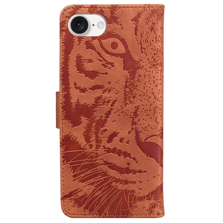 For iPhone SE 2024 Tiger Embossing Pattern Leather Phone Case(Brown) - More iPhone Cases by PMC Jewellery | Online Shopping South Africa | PMC Jewellery | Buy Now Pay Later Mobicred