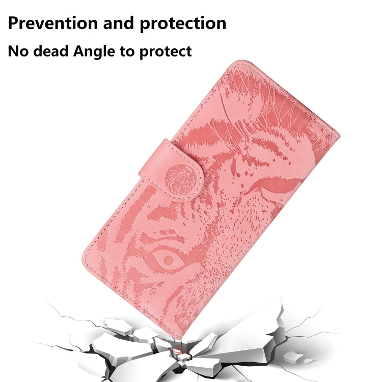 For iPhone 16e Tiger Embossing Pattern Leather Phone Case(Pink) - iPhone 16e Cases by PMC TechLife | Online Shopping South Africa | PMC TechLife | Buy Now Pay Later Mobicred