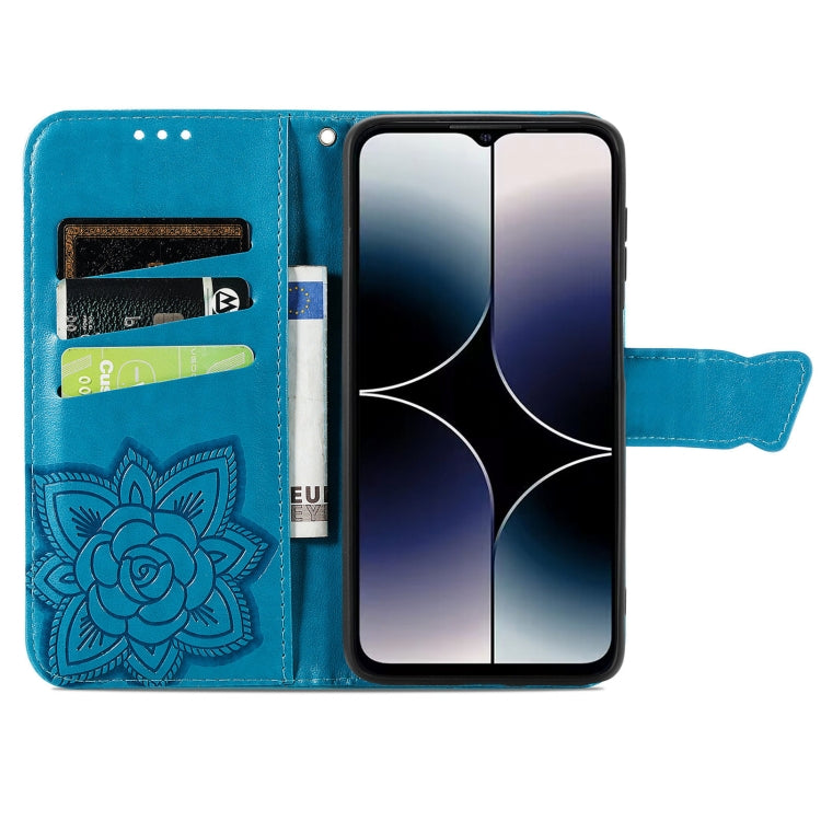 For Ulefone Note 16 Pro Butterfly Love Flower Embossed Leather Phone Case(Blue) - Ulefone Cases by PMC Jewellery | Online Shopping South Africa | PMC Jewellery | Buy Now Pay Later Mobicred