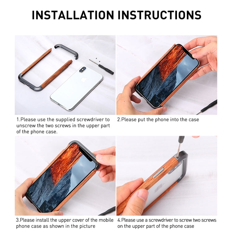 For iPhone XS Max R-JUST Metal + Wood Frame Protective Case - free shipping - PMC TechLife - Order now!