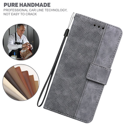 For iPhone SE 2024 Geometric Embossed Leather Phone Case(Grey) - More iPhone Cases by PMC Jewellery | Online Shopping South Africa | PMC Jewellery | Buy Now Pay Later Mobicred