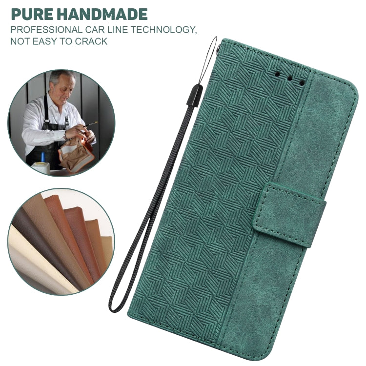 For iPhone SE 2024 Geometric Embossed Leather Phone Case(Green) - More iPhone Cases by PMC Jewellery | Online Shopping South Africa | PMC Jewellery | Buy Now Pay Later Mobicred