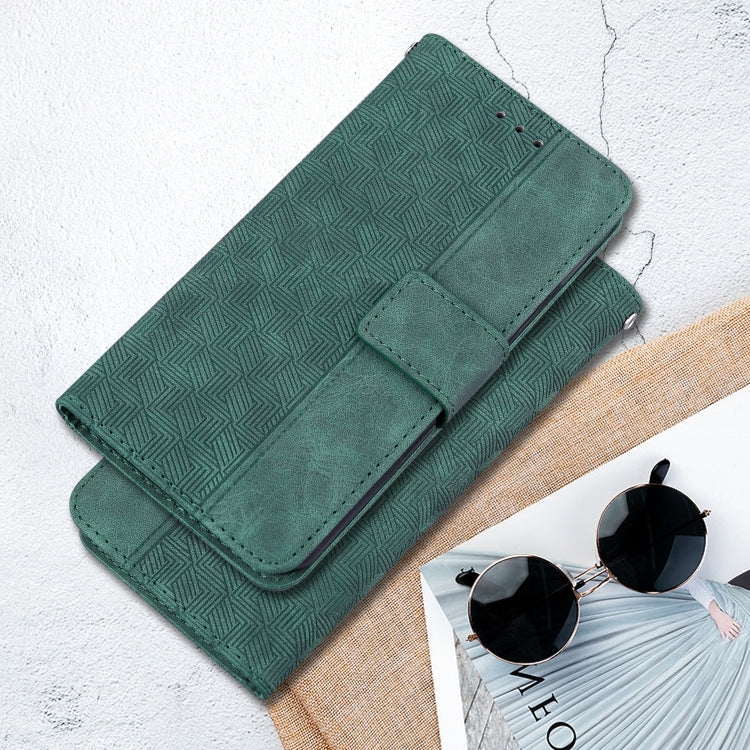 For iPhone 16 Plus Geometric Embossed Leather Phone Case(Green) - iPhone 16 Plus Cases by PMC Jewellery | Online Shopping South Africa | PMC Jewellery | Buy Now Pay Later Mobicred