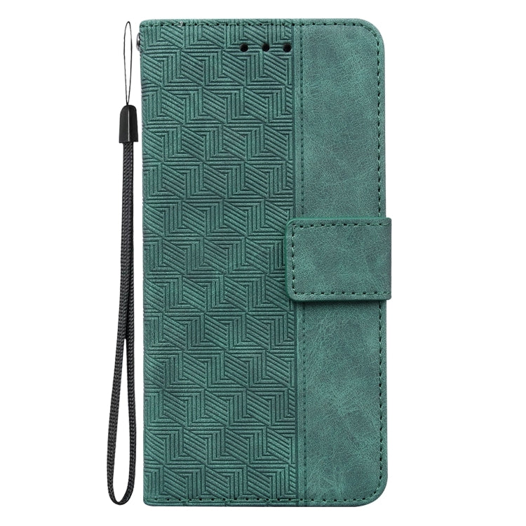 For iPhone 16 Plus Geometric Embossed Leather Phone Case(Green) - iPhone 16 Plus Cases by PMC Jewellery | Online Shopping South Africa | PMC Jewellery | Buy Now Pay Later Mobicred