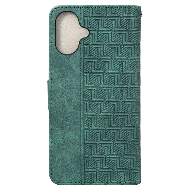 For iPhone 16 Plus Geometric Embossed Leather Phone Case(Green) - iPhone 16 Plus Cases by PMC TechLife | Online Shopping South Africa | PMC TechLife | Buy Now Pay Later Mobicred