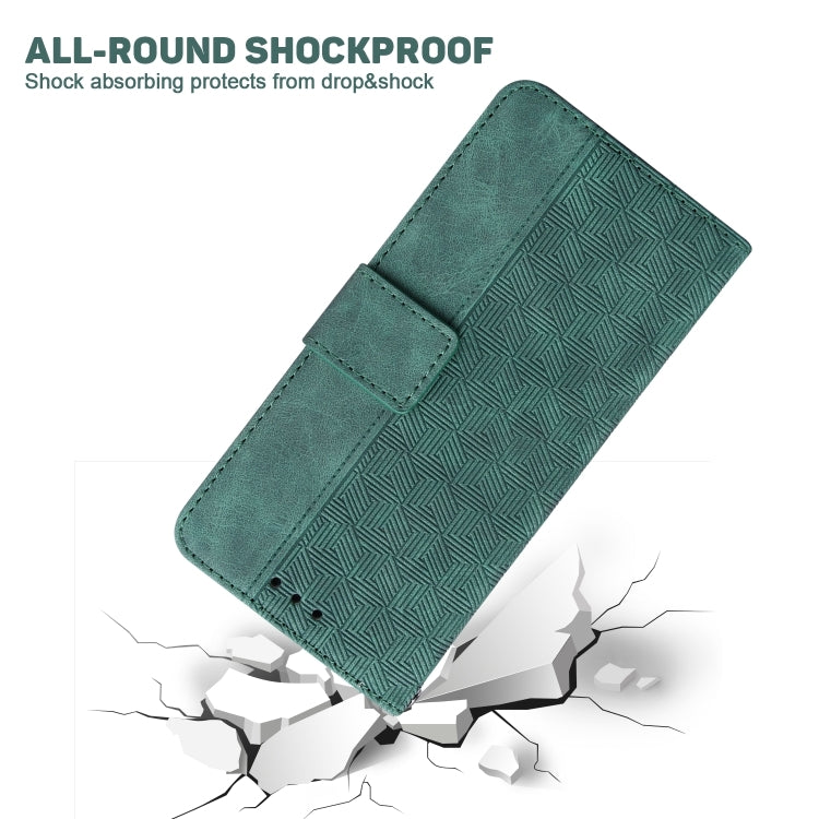 For iPhone 16 Plus Geometric Embossed Leather Phone Case(Green) - iPhone 16 Plus Cases by PMC TechLife | Online Shopping South Africa | PMC TechLife | Buy Now Pay Later Mobicred