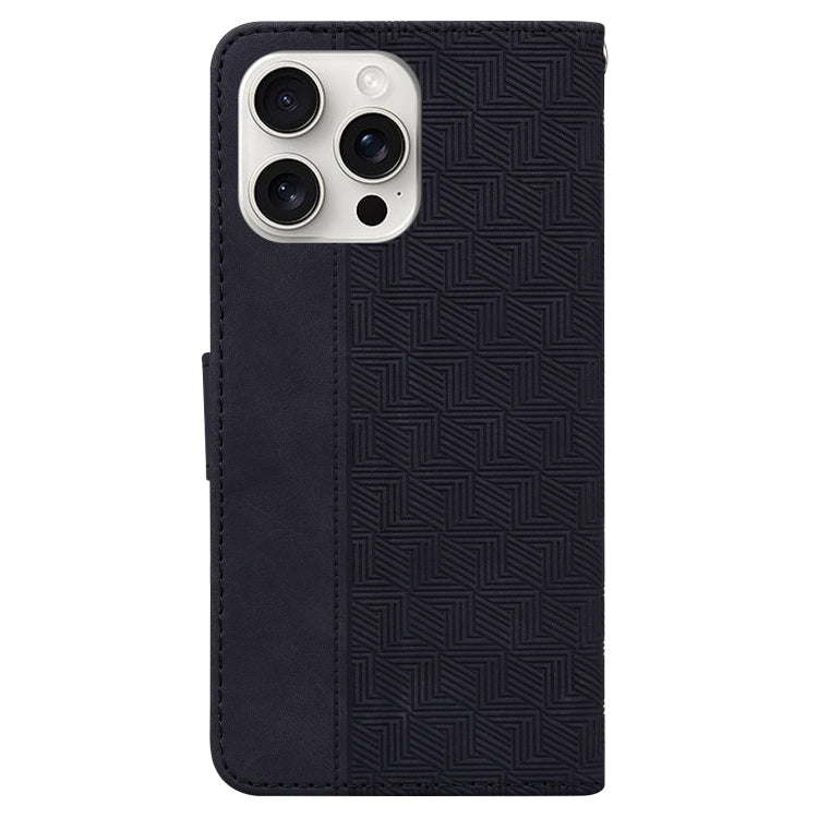 For iPhone 16 Pro Geometric Embossed Leather Phone Case(Black) - iPhone 16 Pro Cases by PMC Jewellery | Online Shopping South Africa | PMC Jewellery | Buy Now Pay Later Mobicred