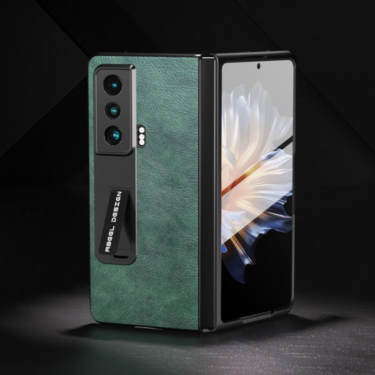 For Honor Magic Vs ABEEL Dual Color Lichi Texture PU Phone Case(Green) - Honor Cases by PMC TechLife | Online Shopping South Africa | PMC TechLife | Buy Now Pay Later Mobicred