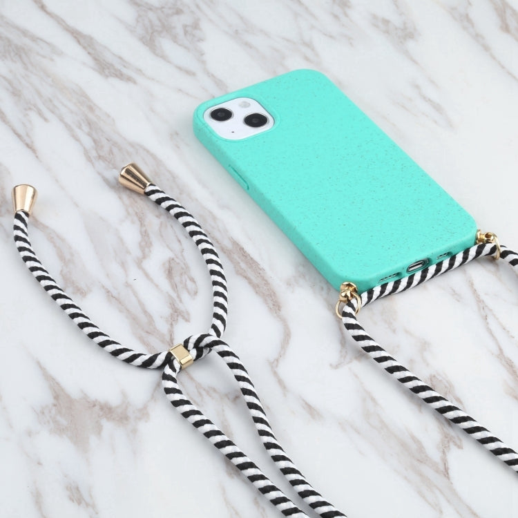 For iPhone 16 Pro Wheat Straw TPU Shockproof Phone Case with Neck Lanyard(Green) - iPhone 16 Pro Cases by PMC TechLife | Online Shopping South Africa | PMC TechLife | Buy Now Pay Later Mobicred