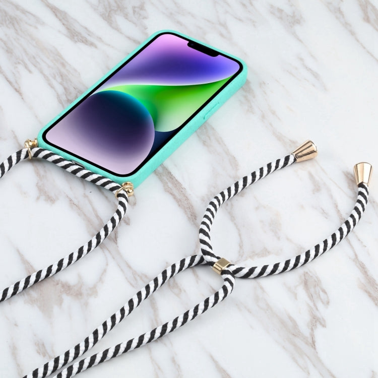 For iPhone 16 Plus Wheat Straw TPU Shockproof Phone Case with Neck Lanyard(Green) - iPhone 16 Plus Cases by PMC TechLife | Online Shopping South Africa | PMC TechLife | Buy Now Pay Later Mobicred