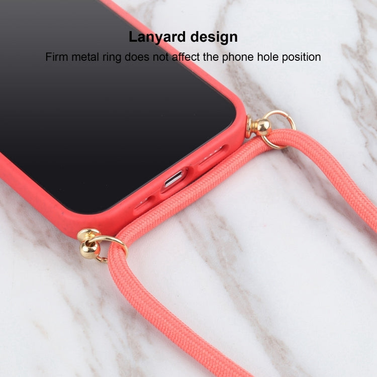 For iPhone 16 Wheat Straw TPU Shockproof Phone Case with Neck Lanyard(Red) - iPhone 16 Cases by PMC Jewellery | Online Shopping South Africa | PMC Jewellery | Buy Now Pay Later Mobicred